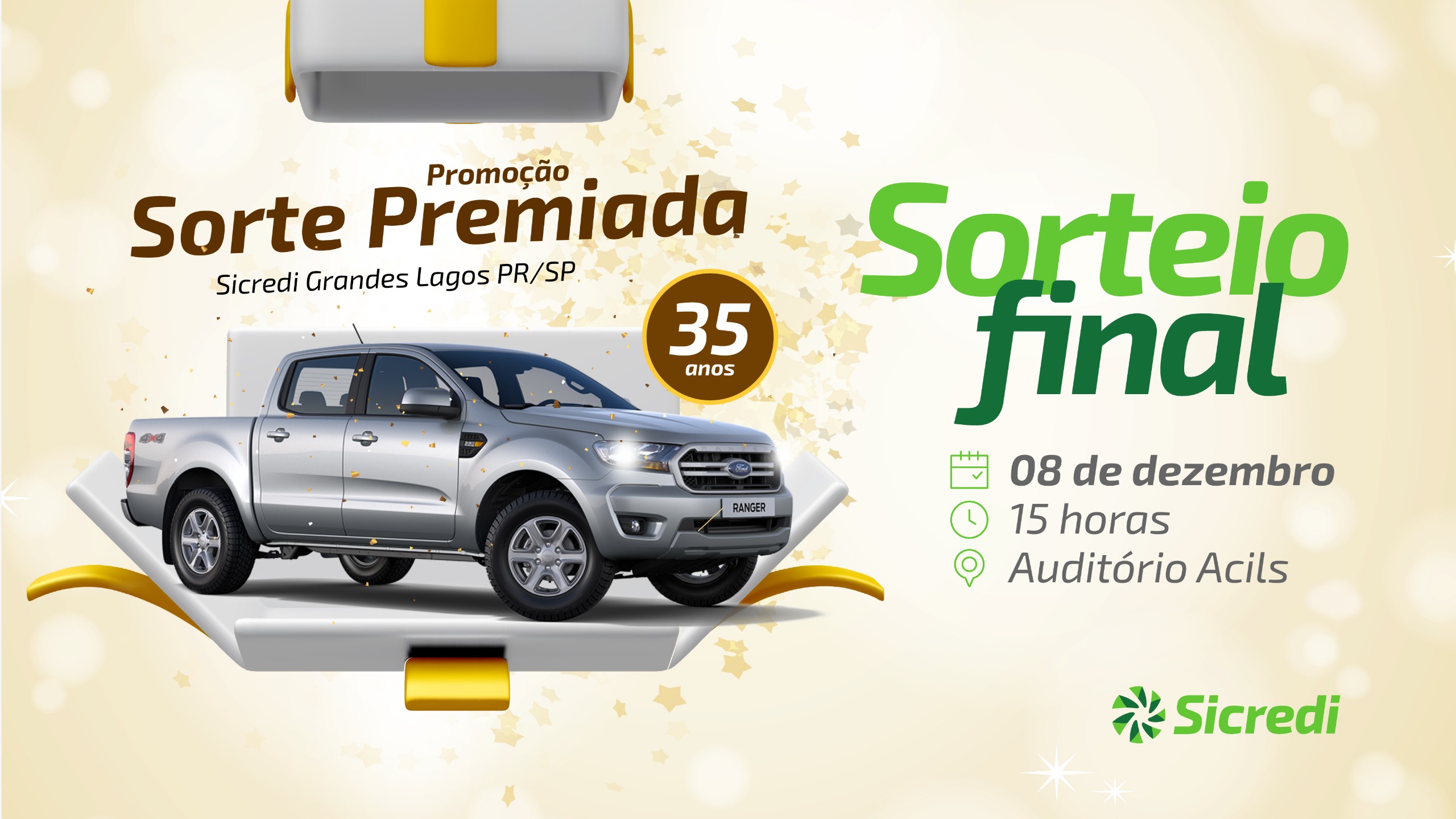 Sicredi Grandes Lagos PR/SP celebra 35 anos com sorteios imperdíveis da promoção “Sorte Premiada”